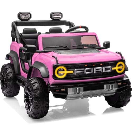 First Ride On 24V Ride on Toys for Big Kids, Licensed Ford Bronco Raptor 2 Seater Ride on Cars with Remote Control, Ride on Truck w/ 4-Wheeler Suspension, 3 Speeds, Led Lights, Bluetooth (24V, Pink) - Image 1