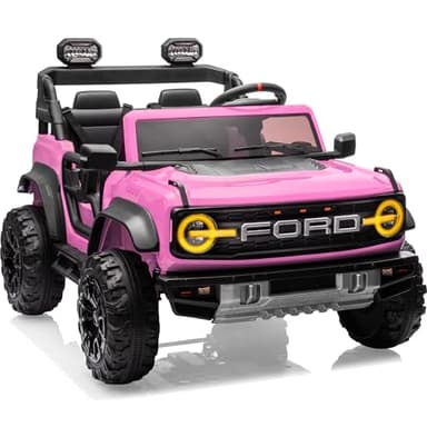 First Ride On 24V Ride on Toys for Big Kids, Licensed Ford Bronco Raptor 2 Seater Ride on Cars with Remote Control, Ride on Truck w/ 4-Wheeler Suspension, 3 Speeds, Led Lights, Bluetooth (24V, Pink) - Image 1