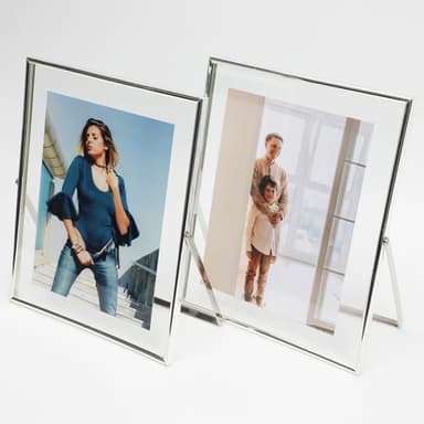 AhaGo Silver Floating Frame (8"x10", Vertical),2 Set, For Picture 7x9, 6x8, 5x7, Tabletop Shelf Photo Frames, Classy Gift For Father's Day, Wedding, Birthday - Image 1