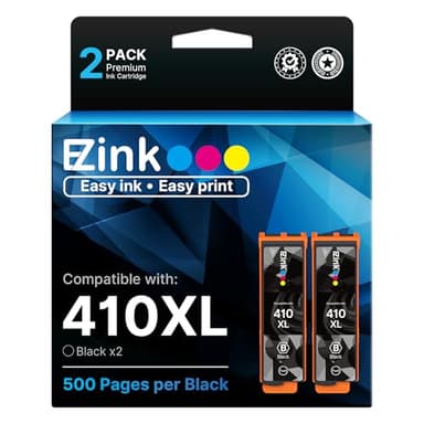 E-Z Ink Remanufactured for Epson 410XL 410 XL T410XL Ink Cartridges Black to use with Expression XP-640 XP-830 XP-7100 XP-530 XP-630 XP-635 Printer, 2 Black with Updated Chip - Image 1