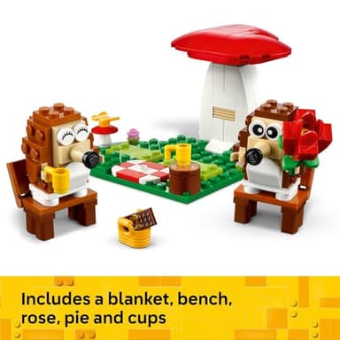 LEGO Hedgehog Picnic Date Building Toy - Animal Figures and Playset for Kids, Boys and Girls, Ages 8+ - Gift for Her and Him - with 2 Hedgehog Toys and Accessories - 40711 - Image 4
