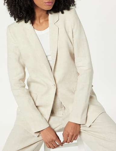 The Drop Women's Blake Long Blazer, Natural Linen, 2X, Plus Size - Image 3