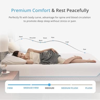 EGOHOME 12 Inch Full Mattress in a Box, Gel Infused Memory Foam Mattress with Cooling Cover, Medium Firm for Back Pain Relief, Foam Made in USA, Fiberglass Free, CertiPUR-US Certified, 54”x75”x12” - Image 2