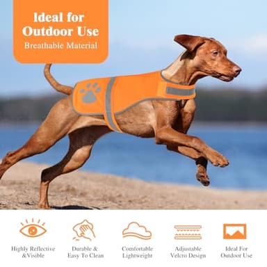 Candofly Reflective Dog Vest, High Visibility Safety Pet Hunting Jacket for Night Walking Camping (Orange, Medium) - Image 2