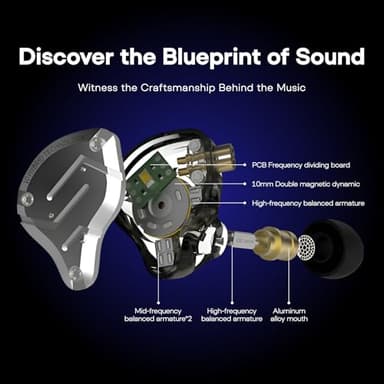 Linsoul KZ ZS10 Pro, 4BA+1DD 5 Driver in Ear Monitor, HiFi Wired Earbuds, Gaming Earbuds, Hybrid IEM Earphones with Stainless Steel Faceplate, Detachable Cable for Musician(Without Mic, Dark Black) - Image 3