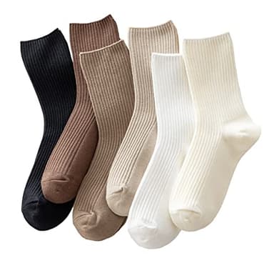 ACCFOD Cute Crew Socks Casual Athletic Aesthetic Socks Neutral Cotton Socks for Women Granola Girls Clothes - Solid Color Size 5-9 - Image 1
