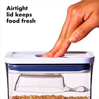 OXO Good Grips Pet POP Container – 6.0 Qt/5.7 L with Half Scoop, Ideal for up to 6.5lbs of Dog Food or 4.5lbs of Cat Food, Airtight Dog and Cat Food Storage Container, BPA Free, Clear - Image 5