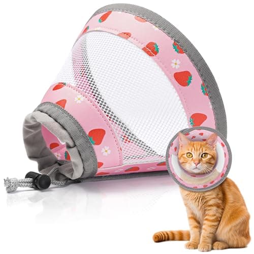 Cat Cone Collar Soft - Adjustable Cat Recovery Collar Kitten Lightweight Elizabethan Collar to Stop Licking Pet E Cone for Small Medium Cats After Surgery Prevent from Licking Wounds (Pink, M) - Image 1