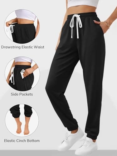 ATHMILE Fall Clothes Baggy Sweatpants for Women with Pockets-Lounge Womens Pajams Pants-Womens Cinch Bottoms Joggers for Yoga Workout 2025 Black - Image 2