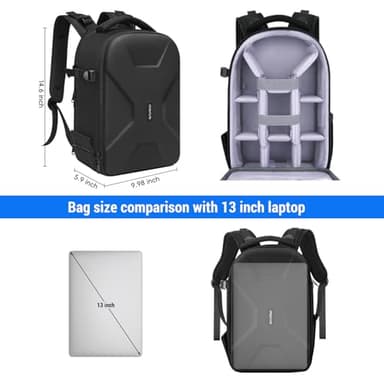 MOSISO Camera Backpack,DSLR/SLR/Mirrorless Photography Camera Bag Full Open Waterproof Hardshell Bag with Insert&Tripod Holder&Laptop Compartment Compatible with Canon/Nikon/Sony, Black - Image 4