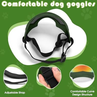 Dog Sunglasses, Dog Goggles for Large and Medium Breed with Adjustable Strap, UV Protection, Windproof, Waterproof, Dustproof and Snowproof, Dogs Eyes Protection, Wide Snout Rest, Soft Frame, Green A - Image 4