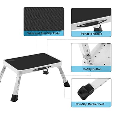 Jocauto Folding Step Stool, Height-Adjustable Step Stool with Non-Slip Platform, Step Ladder for Adults or Kids in Kitchen, Home, 330 Lbs Capacity - Image 4