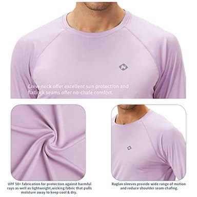 NAVISKIN Men's Sun Protection UPF 50+ UV Outdoor Long Sleeve Shirts Lavender Frost Size M - Image 4