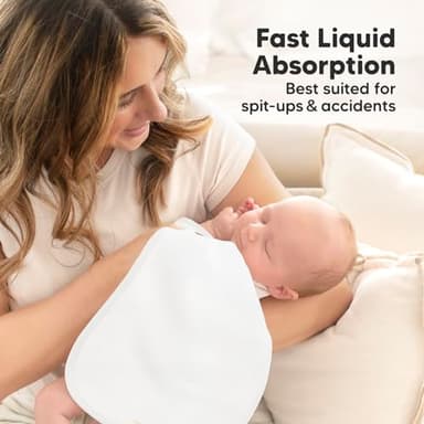 Organic Burp Cloths Baby Boy & Girl - 5-Pack Super Absorbent Cotton Burping Cloths for Babies, Soft & Plush Newborn Spit Up Rags, Infant Towels for Milk Spit Up, Unisex, Large 21" x 10" (Soft White) - Image 6