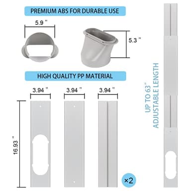 Kerykwan Portable Air Conditioner Window Vent Kit with 5.9” Exhaust Hose Adjustable Portable AC Window Kit for Ducting Universal Portable AC Seal Panel for Horizontal&Vertical Window - Image 2
