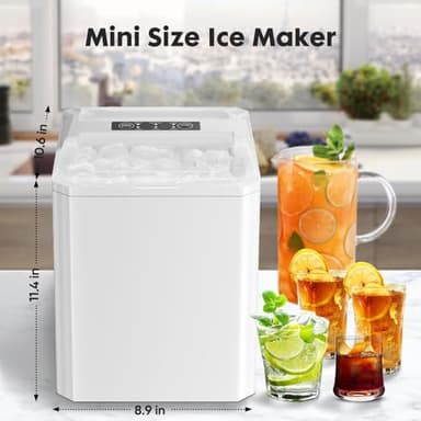 Sweetcrispy Countertop Ice Maker, Portable Ice Machine Self-Cleaning, 9 Cubes in 6 Mins, 26 lbs/24Hrs, 2 Sizes of Bullet Ice for Home Party Office - Image 7