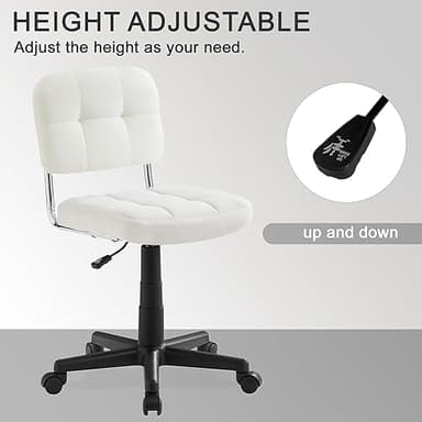 VECELO Modern Armless Home Office Desk Chair 360°Rolling Swivel Adjustable Height for Make Up/Bed Room/Small Space, Linen Fabric - Image 4