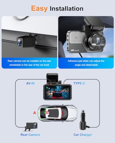 Dash Cam Front and Rear 4K+2K, Dash Camera for Cars, Car Camera, Dual Dashcams for Cars with Night Vision, Built-in WiFi 64GB Card, 24 Hours Parking Monitor, Loop Recording - Image 9
