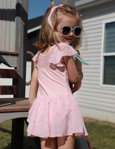 Zaclotre Girls Ballet Leotards Ruffle Sleeve Sparkle Dance Leotard Toddler Ballerina Dress Outfits - Image 6