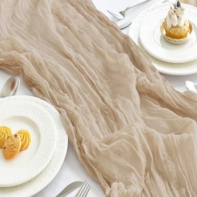 IVAPUPU 10 Pcs Cheesecloth Table Runner - 10ft Nude Boho Gauze Cheese Cloth Table Runners for Baby Shower Decoration Wedding Party Summer Garden Farmhouse - Image 2