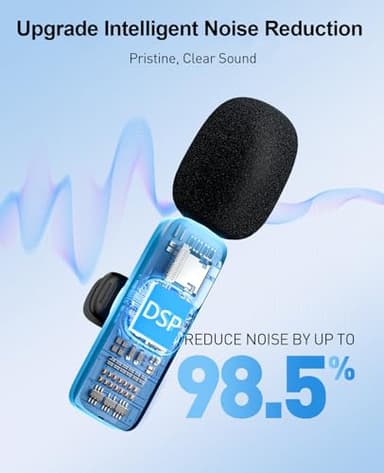 MENERESAS 3-in-1 Mini Microphone for iPhone: Wireless Lavalier Microphones for iOS/Android/Camera - Noise Reduction Lapel Mic forLive Stream - HiDefSound for Video Mavericks (Dignified Black) - Image 2