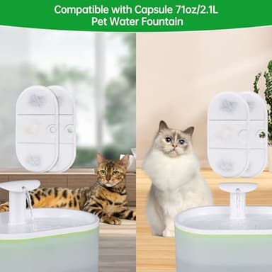 16 Packs Replacement Filters Compatible with Capsule Cat Water Fountain PLWF002, 16 Replacement Carbon Filters & 16 Sponges for 71fl oz/2.1L Ultra Quiet Pet Water Dispenser - Image 7