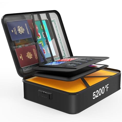 Noiposi Document Organizer with 5200℉ Heat Insulated,Waterproof and Fireproof Document Box with Lock, Home Travel Strong Fireproof Safe Storage Box for Letter Size Important Documents and File - Image 1