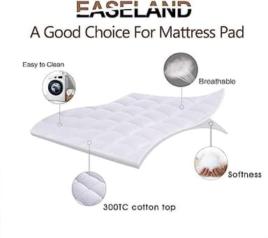 EASELAND Twin XL Mattress Pad Pillow Top Quilted Fitted Mattress Cover/ Protector Extra Long Cotton Top 8-21" Deep Pocket Cooling Mattress Topper (39x80 Inches, White) - Image 2