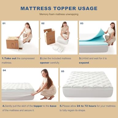 Bedlore 4-Inch Queen Mattress Topper for Back Pain - Dual Layer Medium Support (2" Gel Memory Foam + 2" Cooling Fluffy Pillow Top Pad), Breathable & Pressure Relief (Gray) - Image 7