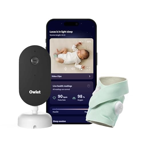 Owlet Dream Duo (3rd Gen) – FDA-Cleared Smart Baby Monitor with Sock & HD Video Cam, Tracks Pulse Rate, Oxygen & Sleep, 2K HD Video, Cry & Motion Alerts, Temp Monitoring - Mint - Image 1