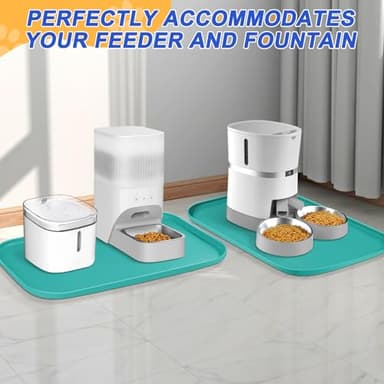 SMILOOL Silicone Pet Feeding Mat with Raised Edge for Food and Water, Dog Bowl Mats, Cat Bowls Placemat with High Lip for Floor Waterproof, Rubber Tray for Cats and Dogs 24 x 16 x0.8 Dark Turquoise - Image 7