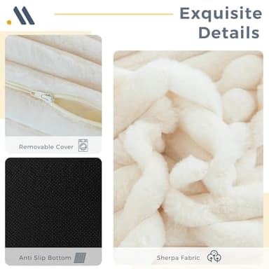 MAXYOYO Giant Bean Bag Chair for Adults, Upholstered Loveseat Floor Sofa with Pillows and Armrests, Large Bean Bag Sofa Plush Chair Couch for Bedroom Living Room, White - Image 6