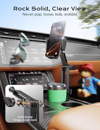 TAZENI 2-in-1 Cup Holder Cell Phone Holder for Your Car Bottle Friendly Cup Cell Phone Holder Mount for Car Height Adjustable Sturdy Fit 4-7 inches Phones - Image 8
