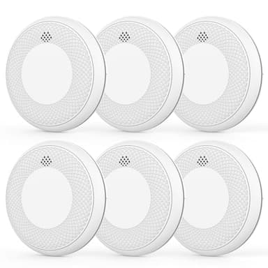 Runidur Fire Alarms Smoke Detectors, Smoke Alarm Battery Operated, 10-Year Product Life, Fire Alarm with Test Button Photoelectric Technology Fire Detectors 6 Pack - Image 1
