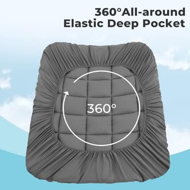 OLANLY Dual-Layer 4 Inch Full Size Memory Foam Mattress Topper for Back Pain, 2 Inch Cooling Pillow Top Mattress Pad Cover and 2 Inch Gel Memory Foam Topper, Deep Elastic Pocket, Grey - Image 8