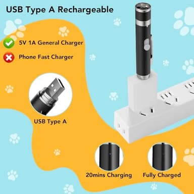Waputne Cat Toy Pointer, 2 Pieces, USB Rechargeable with 7 Adjustable Patterns, Interactive Chase Toys for Indoor Cats & Dogs, Training & Exercise Fun (Black) - Image 5