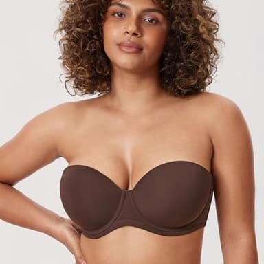 DELIMIRA Women's Underwire Contour Multiway Full Coverage Strapless Bra Plus Size Hazelnut 38C - Image 3