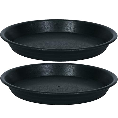 MSKIAUO 2 Pack of 18 19 inch Plant Saucer, Large Deep Plastic Flower Planter Saucers and Drip Trays for Indoors Outdoors, Heavy Durable Plant Plate Water Catcher, Tray for Planter 15-19" (18", Black) - Image 1