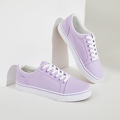 Shupua Canvas Shoes for Women White Canvas Sneakers Womens Casual Shoes Low Top Black Comfortable Tennis Sneakers (Purple.us9) - Image 8