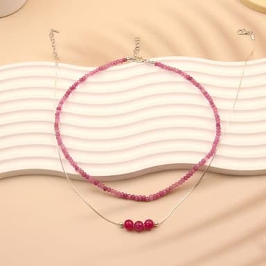 2Pcs Amethyst Necklace - Beaded Necklace Crystal Necklaces For Women - 4 MM Spinel Choker and Silver Chain Gem Pendant Women Jewelry - Image 6