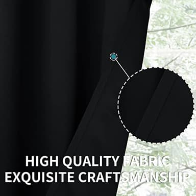 BGment Black Blackout Curtains for Bedroom 63 Inches Long, Black Out Room Darkening Light Blocking Thermal Insulated Grommet Window Drapes for Summer Heat, Each Panel 42 Inch Wide - Image 8