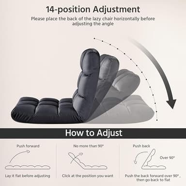 Yaheetech Floor Folding Chair with Back Support, Padded Folding Gaming Sofa Chair with 14 Adjustable Backrest, Adults Couch Recliner, Floor Seating Lounge Chair, Armless Meditation Chair, Gray - Image 6