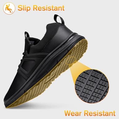 Taquco Non Slip Work Shoes for Mens Slip On Sneakers Waterproof Chef Kitchen Shoe Hands Free Comfortable Slip Resistant Restaurant Footwear Hombre Zapatos de Trabajo (Black,11) - Image 3