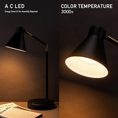 O'Bright Astrum - LED Desk Lamp with Dual USB Charging Ports, 100% Metal, 270 Degree Swivel Arms, Soft White Light (3000K), Bedside & Home Office Table Lamp, ETL Listed, Black - Image 4