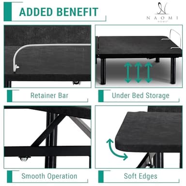 Naomi Home Serenity Full Adjustable Bed Base, Zero Gravity, Wireless Remote, USB Ports, 800 lb Capacity, Black Metal Frame, Easy Assembly for Enhanced Comfort and Relaxation - Image 4