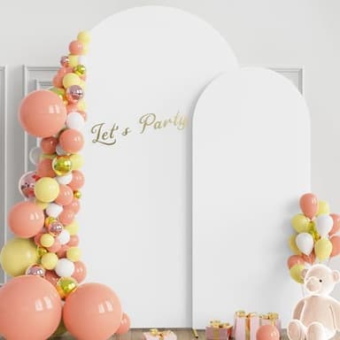 Wokceer Wedding Arch Backdrop Stand and Cover Set of 2 Metal Arch Stand with Arch Cover White 7.2FT, 6FT for Birthday Party Wedding Ceremony Bridal Baby Shower Event Decor - Image 2