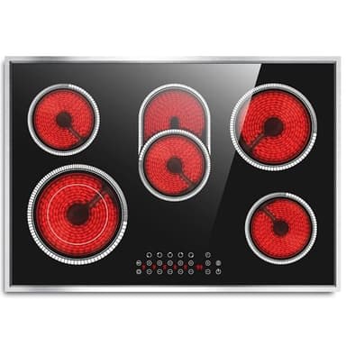 Pladeca 30 Inch Electric Cooktop, 5 Burner Electric Stove Top Touch Control, 8400W Built-in Ceramic Stovetop Burner 30" with Expandable Zone, Child Lock, Timer, Overheat Alert, 220-240v Hardwired - Image 1