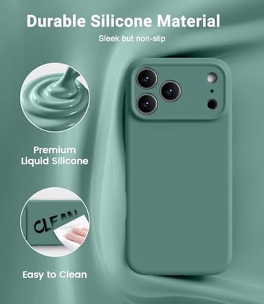 OTOFLY Magnetic for iPhone 17 Pro Case,Compatible with Magsafe,Classic Liquid Silicone Mobile Phone Case,Integrated Camera Control Button,Anti-Scratch Microfiber Lining, Pine Green - Image 3