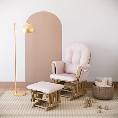 Storkcraft Premium Hoop Glider & Ottoman (Natural/Pink) — GREENGUARD Gold Certified Nursery Glider, Solid Wood Craftsmanship, Smooth-Gliding Nursery Chair and Ottoman, Award-Winning - Image 2