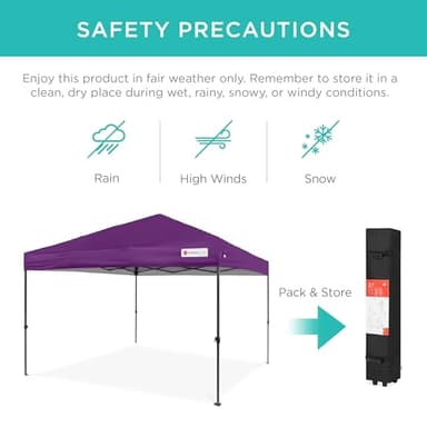 Best Choice Products 10x10ft 1-Person Setup Pop Up Canopy Tent Instant Portable Shelter w/ 1-Button Push, Case, 4 Weight Bags - Amethyst Purple - Image 5